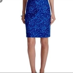 Ann Taylor Loft Blue Floral Print Tulip Skirt